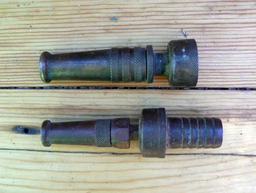 2 X Vintage Copper Garden Hose Spray Nozzle's