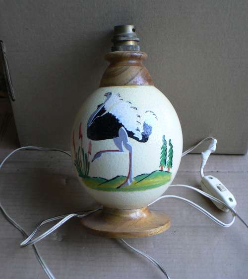 Beautiful Painted Ostrich Egg Lamp