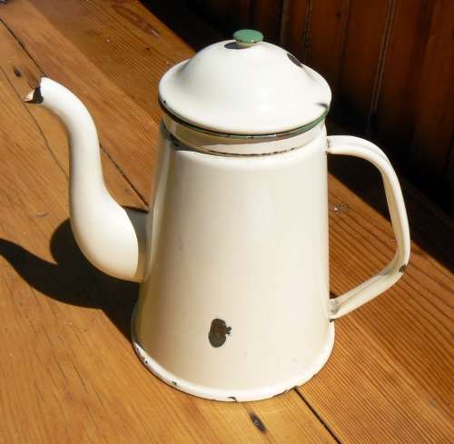 Cream Enamel Coffee Pot