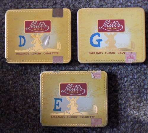 3 x Beautiful Old MILLS Cigarette Tins -- Pre 1961