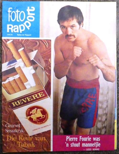 Foto Rapport Bylaag 19 Aug 1973 -- Bokser PIERRE FOURIE -- 11 bladsye met foto's en teks.
