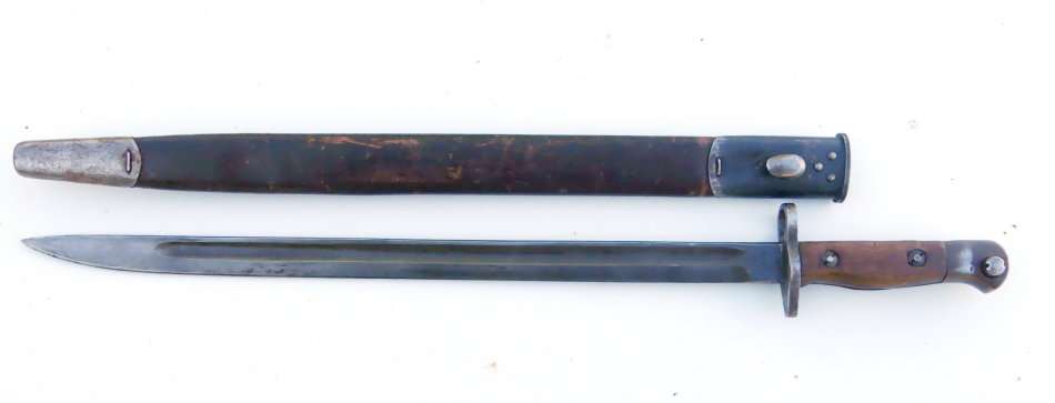 British made Chapman (J.A.C.) Pattern 1907 bayonet and scabbard (Dated 1916)