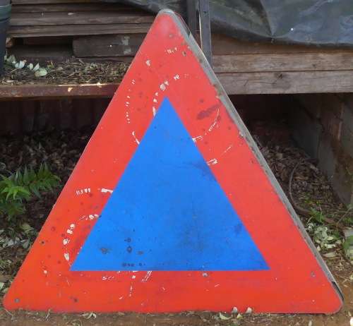 Vintage Road Sign --- Toegee-teken /  Yield Sign  --- (Original Metal Sign) No 3