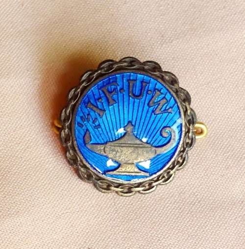 VINTAGE David Anderson Oslo IFUW Enameled Lamp Lapel PIN Badge. Int Federation of University Woman
