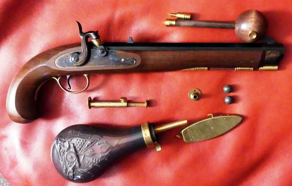 Replica Antique BLACK POWDER PISTOL .54 Cal Muzzleloader, Percussion Model, Pedersoli,