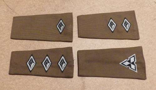 Set of SWA Territorial Force Rank Epaulet's -- Lieutenant 1 & 2 Pip, Captain and Major