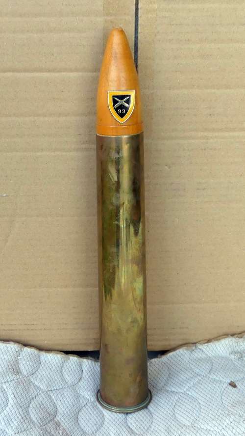 1942 -- WWII British 40 MM Artillery Shell  -- Fired & Deactivated with wooden Tip