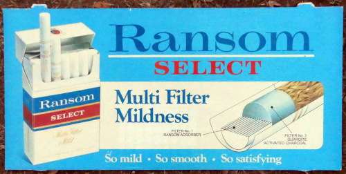 Vintage RANSOM SELECT Cigarette Advertising board -- Cardboard