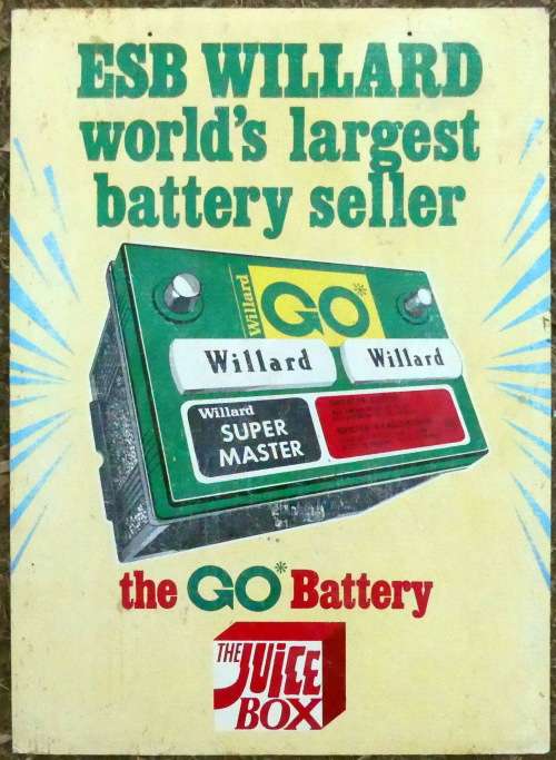 Vintage WILLARD Battery Advertising board -- Cardboard -- A1 size