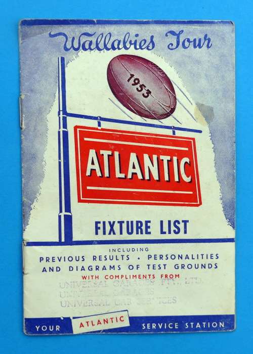 Wallabies Rugby Tour to South Africa 1953 Fixture List