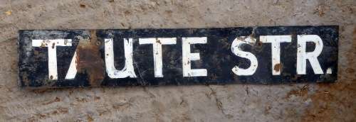 Vintage TAUTE Street -- Metal street Name Board