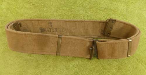 Original WWII CANASIAN ARMY P-37 Webbing Belt - marked ZL & T ltd 1941
