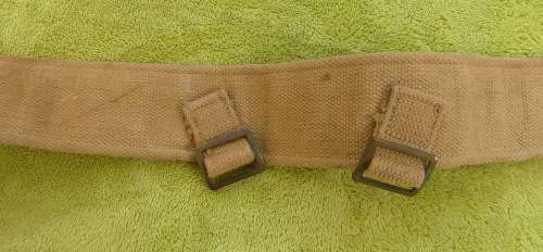 Original WWII CANASIAN ARMY P-37 Webbing Belt - marked ZL & T ltd 1941