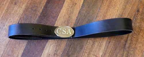 American Civil War Leather Belt with CSA Brass Buckle- (Replica)