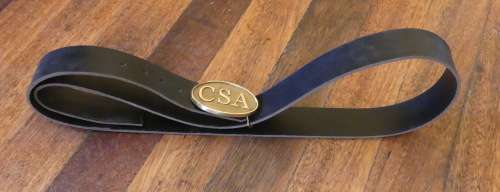 American Civil War Leather Belt with CSA Brass Buckle- (Replica)