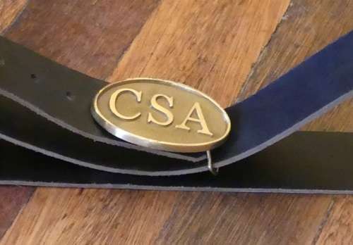 American Civil War Leather Belt with CSA Brass Buckle- (Replica)