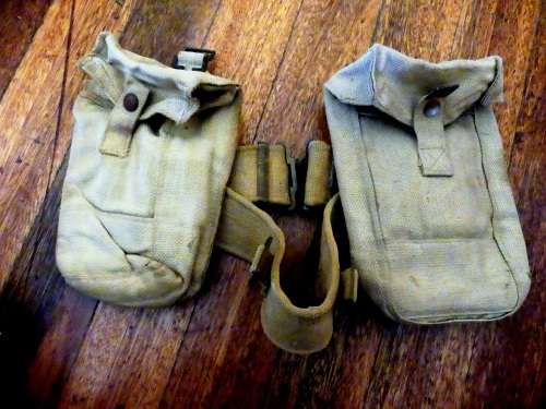 RARE DI FRAM and Co Union of South Africa Pattern 1937 Webbing, Belt and 2 Ammo Pouches
