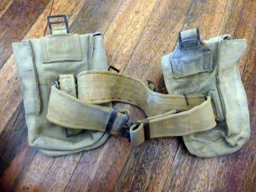 RARE DI FRAM and Co Union of South Africa Pattern 1937 Webbing, Belt and 2 Ammo Pouches