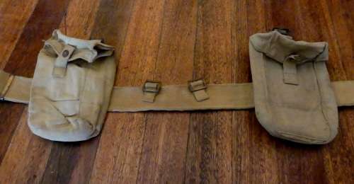 RARE DI FRAM and Co Union of South Africa Pattern 1937 Webbing, Belt and 2 Ammo Pouches