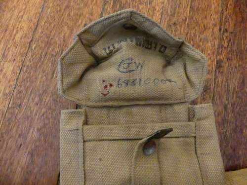 RARE DI FRAM and Co Union of South Africa Pattern 1937 Webbing, Belt and 2 Ammo Pouches