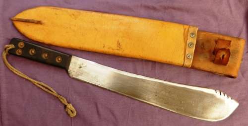 ORIGINAL WWII BRITISH ARMY MACHETE No 227 (MARTINDALE BIRMINGHAM) With Leather Sheave