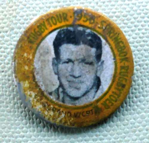 1956 Springbok Rugby Tour to New Zealand - J du RAND v/cpt  button pin