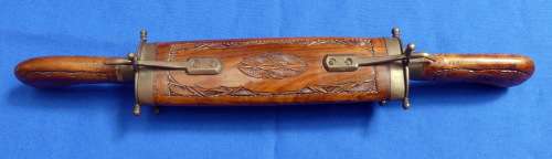 Vintage Indian made Carved Wood and Brass Carving Set in Holder