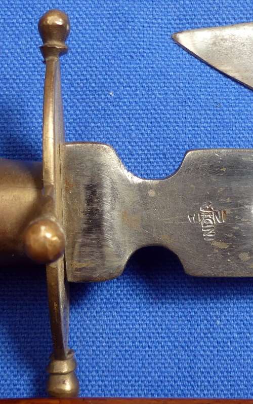 Vintage Indian made Carved Wood and Brass Carving Set in Holder