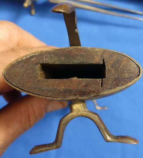 Vintage Indian made Carved Wood and Brass Carving Set in Holder