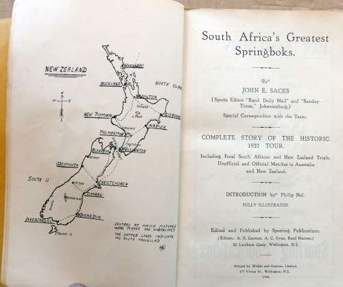 South Africa`s Greatest Springboks by John E Sacks. Story of the 1937 Tour *RARE BOOK*