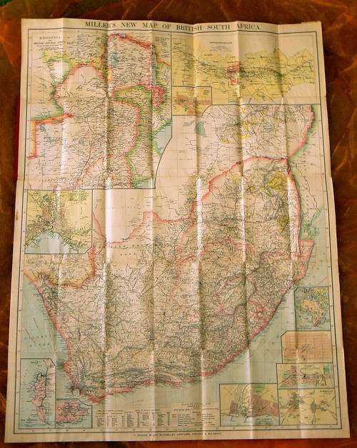 VERY RARE 1900 Millers New Map of British South Africa