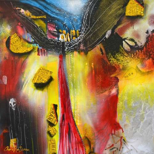 FREE P&P --- "COLD BURN" (Rocking Art Series) Original Abstract Painting by Cherie Roe Dirksen