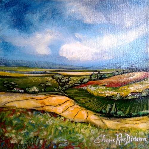 FREE P&P - 'SWELLENDAM COUNTRYSIDE' - Original Painting on Boxed Canvas by SA artist  200 X 200