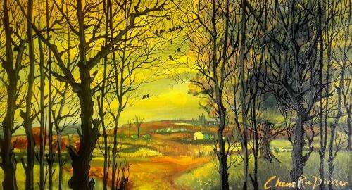 'THE FALL AND THE RETURN' --- Painting by South African Artist, Cherie Roe Dirksen 762 x 255 x 40