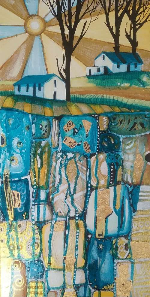 FREE COURIER --- `VEINS OF GOLD` Original Painting by Cherie Roe Dirksen - COA included