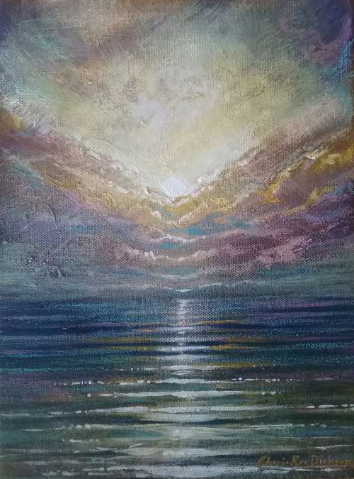 FREE COURIER - `HEAVEN MEETS SEA` - Original Painting on Boxed Canvas by South African Artist