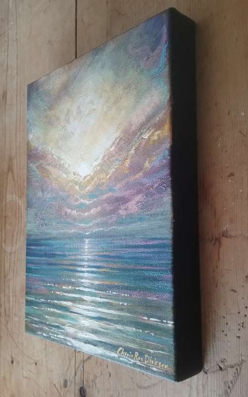 FREE COURIER - `HEAVEN MEETS SEA` - Original Painting on Boxed Canvas by South African Artist