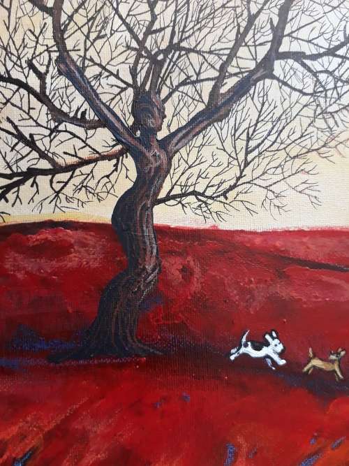 `BICYCLING WITH THE PACK`  Original Painting by Cherie Roe Dirksen - 40cm x 50cm