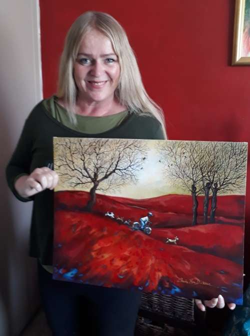 `BICYCLING WITH THE PACK`  Original Painting by Cherie Roe Dirksen - 40cm x 50cm