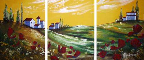 'BREAKING DAWN' -- OVER 1 METER LONG!!! 3 Panel Painting by Cherie Roe Dirksen --- 1065 x 457