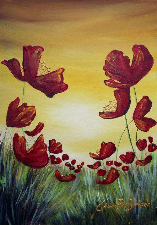 'RED POPPY FIELD' --- Original Acrylic Painting by SA artist, Cherie Roe Dirksen