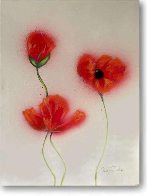 'Red Poppy Abstract II'--- Original Painting by SA artist, Cherie Roe Dirksen ---460 x 610