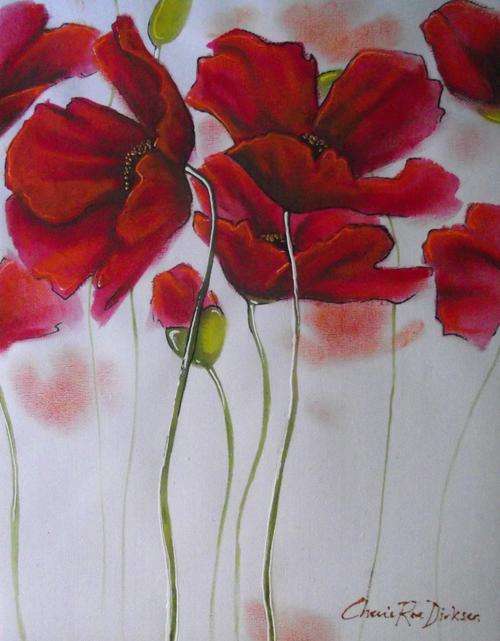 'RED POPPIES' --- Original Acrylic Painting by Cherie Roe Dirksen --- 305 x 405
