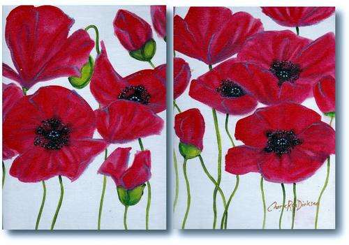 'RED POPPIES' ---  Original Acrylic Painting by Cherie Roe Dirksen --- 460 x 305