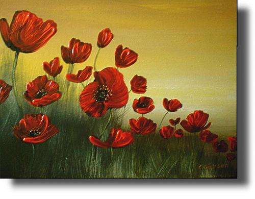 Cherie Dirksen Original - 'RED POPPY FIELD' - 405mm x 305mm