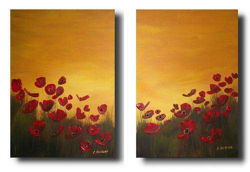 C. Dirksen Originals - 'RED POPPIES' - SET OF 2 INDIVIDUAL PAINTINGS - R1.00 starting price!!!