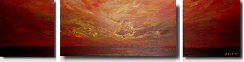 OVER 1 METRE LONG!!! --- Cherie Dirksen Original TRIPTYCH Acrylic Painting -- 'RED SEA SUNSET'