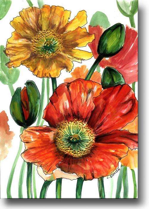 POPPIES  --  ORIGINAL Painting  --  SA Artist, Cherie Dirksen