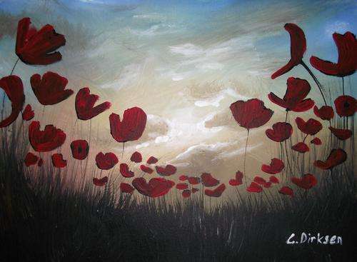 POPPY FIELD  --  ORIGINAL Painting  --  SA Artist, Cherie Dirksen
