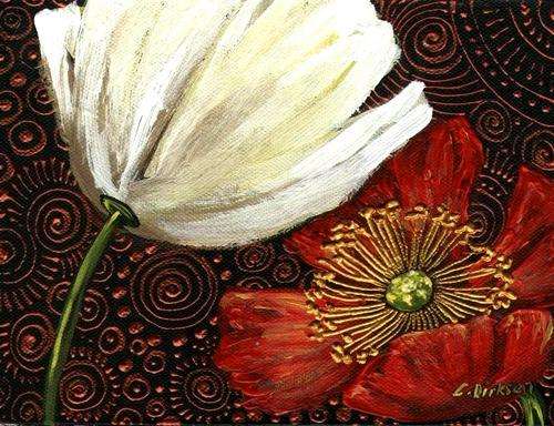 'POPPY DUET'   ---  ORIGINAL Acrylic Painting  --  South African Artist, Cherie Dirksen